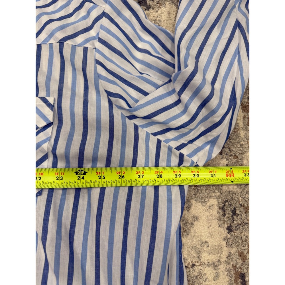 Wrangler Western Shirt Mens 3X Big Blue White Striped Pearl Snap Long Sleeve - Picture 6 of 8